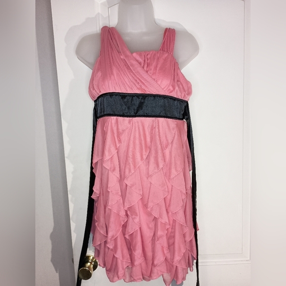 2/$30 Ruffled Radiance Sleeveless Pink Halter Dress with Tiered Skirt(#1,140) - Picture 1 of 7